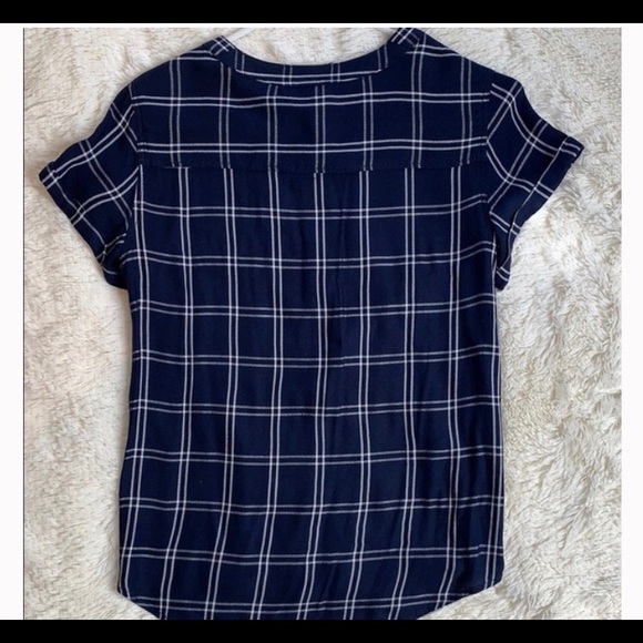Express Navy Blue Plaid Tee - Picture 3 of 4
